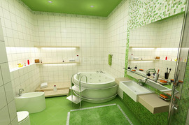 グリーンのバスルーム